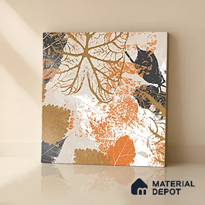 Floral Wall Tile TL 07248 B Plana 8002 GLM (Gold) 1 ft x 1 ft Ceramic Matte Finish - 9 mm  | 2 mm Spacer is Mandatory | Please Expect a Slight Variation of Pattern (Sample)
